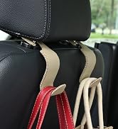 Amooca Car Seat Headrest Hook Universal Vehicle Storage Hanger Leather with Metal Car Seat Back O...