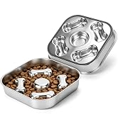 Dog Slow Feeder Bowl, ShineMe 2 Cups Stainless Steel Non-Slip Metal Bowls, Double-Sided Design fo...