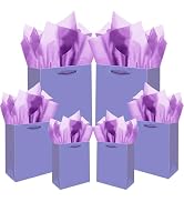 qiqee Violet Gift Bags with Tissue Paper Mulit Assorted Sizes 10PCS Present Party Favor Birthday ...
