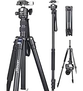 Lightweight Camera Tripod with Low Profile Panorama Ball Head 2m Tall Compact Aluminum Travel Tri...