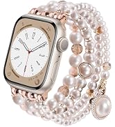 V-MORO Pearl Bracelet Compatible with Series 7/8/9/10 Apple Watch Bands 41mm/40mm/38mm/42mm Fashi...