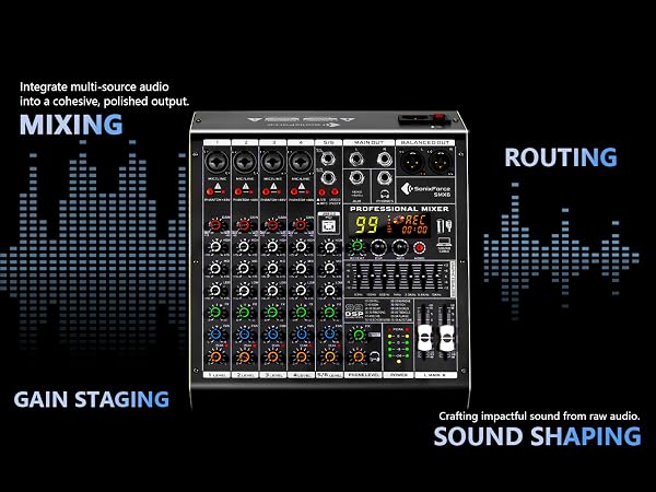 6 channel audio mixer dj mixer audio interface sound board