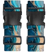 Nuxovilar Luggage Straps of 2 Set Blue & Gold Fluid Art Pattern, 1.96x90.5 inches - Luggage Strap...