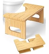 Foldable Toilet Stool, 7.5 Inches Bamboo Toilet Stool Squat for Adults, Collapsible Poop Stool fo...