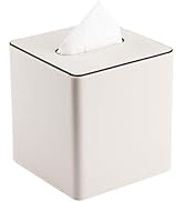 KINGFOM Leather Tissue Box Cover – Square Modern PU Leather Tissue Holder, Cube Tissue Dispenser ...