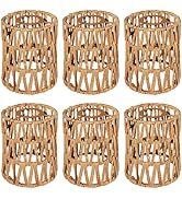 LUCORUSC 6 Pack Rattan Lamp Shades Boho Hanging Light Lamp Shades, Woven LampShades for Floor Lam...