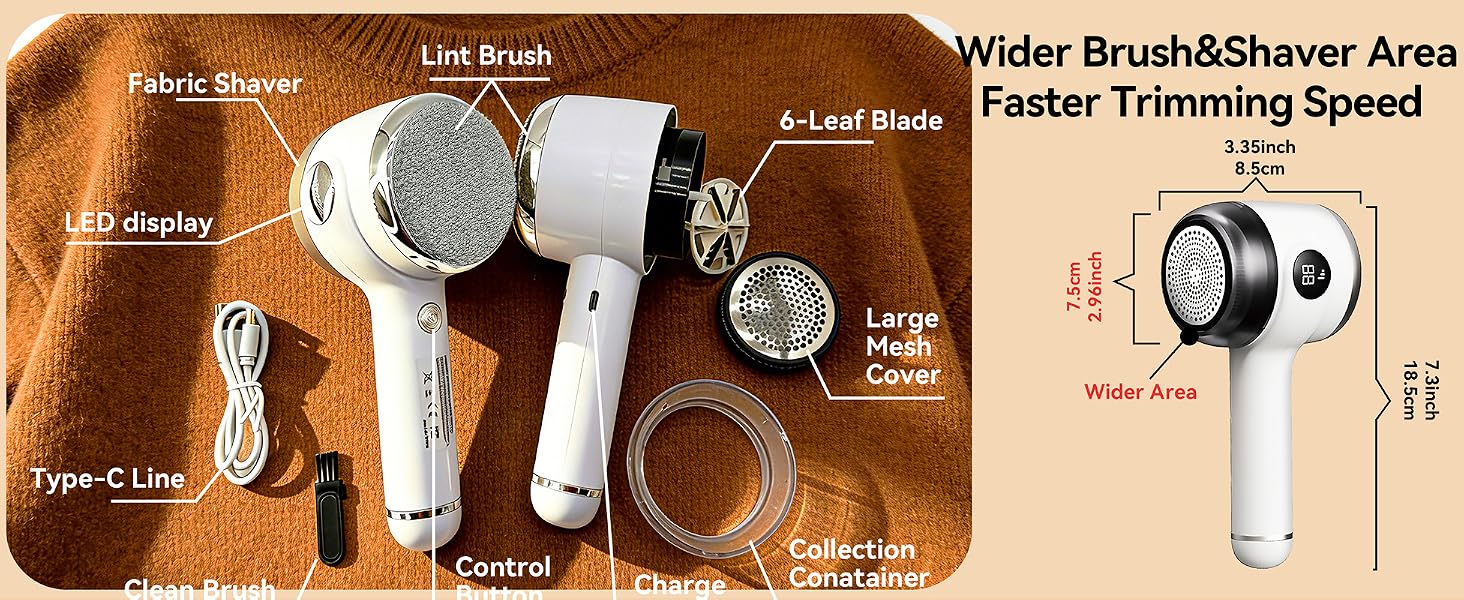 Wider Brush Shaver Area Faster Trimming Speed