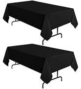 sancua 2 Pack Black Tablecloth 60 x 102 Inch, Rectangle 6 Feet Table Cloth - Stain and Wrinkle Re...