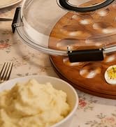 Sevenblue Easter Acacia Wood Deviled Egg Containers with Lid, Portable 24 Slots Deviled Egg Platt...