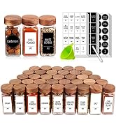 24 Spice Jars with 547 Labels - Glass Spice Jars with Shaker Lids - 4 Oz Square Spice Containers ...