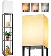 Floor Lamp with Shelves,Shelf Floor Lamps for Living Room with 3 Color Temperature LED Bulb,Stora...