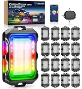 MICTUNING Q2 MAX RGB+IC Rock Lights - 16 Pods Multi-Color Zone Chasing Ultra-Bright Underglow Neo...