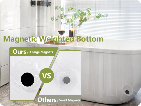 Seenus Bathroom PEVA Clear Shower Curtain Liner Weighted with 3 Large Magnets