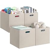 Posprica 13x15x13in Collapsible Storage Bins, Fabric Foldable Cube Storage Boxes, Decorative Stor...