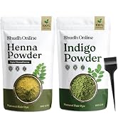 Indigo Powder Organic and Black Henna Powder for Hair Combo (7oz - 3.5oz each) - Natural Henna In...