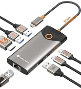 NOVOO USB C Hub Ethernet 4K@60 USB C HDMI Adapter Multiport Type C Adapter, 100W PD, 5Gbps USB-A/...