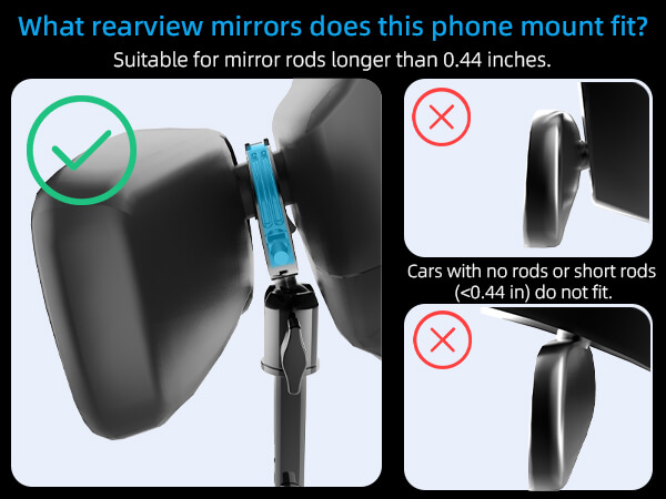 Suitable for mirror rods longer than 0.44 inches