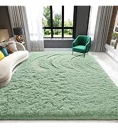 Zedrew Sage Green Area Rugs Fluffy Rug for Bedroom Living Room, 4x6 Feet Indoor Shaggy Carpets, P...