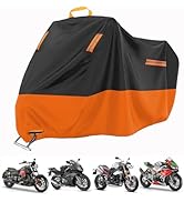 JouiiSiYa Premium 420D Motorcycle Cover – Waterproof and Windproof, Lockable & Reflective – Fits ...