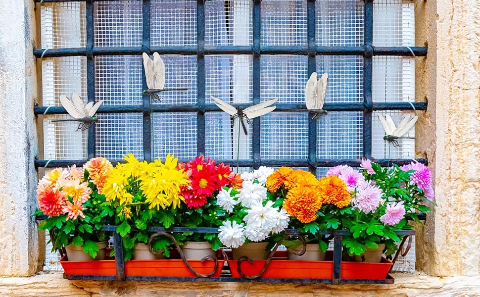 Dragon Fly Garden Ornaments Yard Plant Flower Pot Decor
