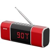 SEMIER Small Digital FM Radio with Bluetooth Speaker, Portable Rechargeable USB/SD Card MP3 Playe...