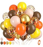 Fall Balloons, Orange and Gold Balloons, Orange Brown Yellow Balloons, Gold Red Confetti Balloons...