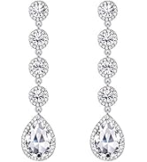 BriLove Women's Elegant Wedding Bridal Crystal Beaded Teardrop Chandelier Dangle Earrings