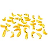35Pcs Yellow Miniature Bananas 1/12 Scale Banana Models Miniature Fruit Fake Mini Fruits for Mini...
