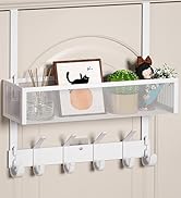 Aimeaihe Over The Door Hooks Organizer, Over The Door Towel Rack with Mesh Basket, 10 Coat Hooks ...