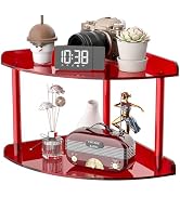Sezanrpt 2 Tier Acrylic Corner Shelf Organizer Storage 9.5x9.5x8 Inch, Red Countertop Corner Shel...