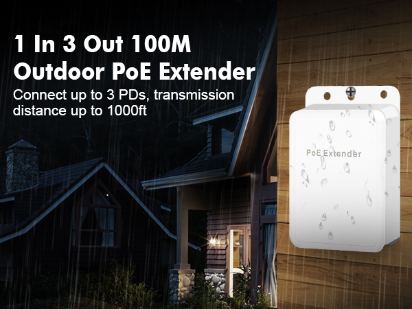 1 in 3 out 100M outdoor poe extender