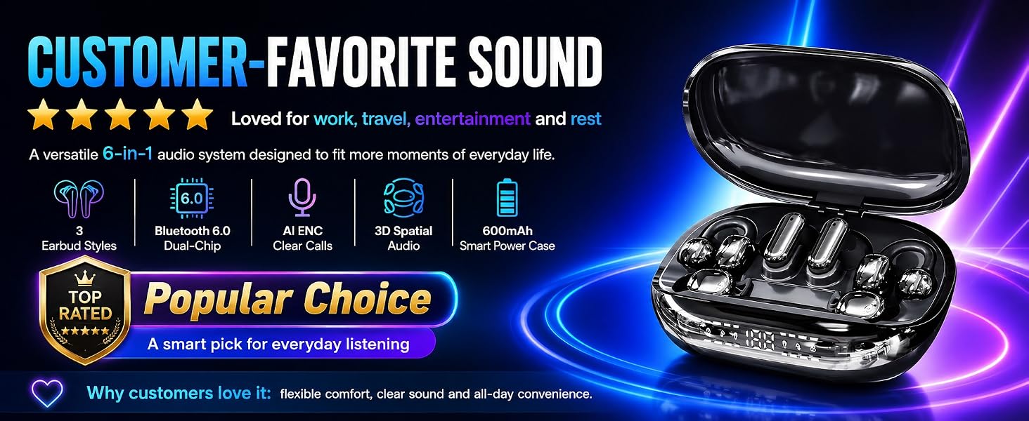 3-in-1 Bluetooth Wireless Earbuds