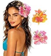 2 Pcs Hawaiian Flower Hair Clips for Women, Artificial Hair Accessories | for Beach Vacation, Boh...