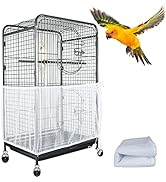 ASOCEA Extra Large Bird Cage Seed Catcher Guard Universal Birdcage Cover Nylon Mesh Net for Parro...