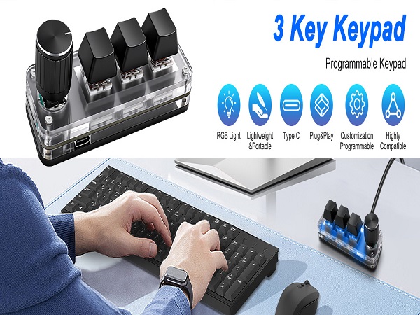 Mini 3 Keys 1 Knob DIY Programmable Keypad