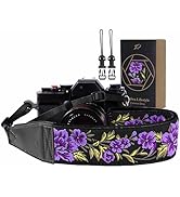 Padwa Lifestyle Purple Rose Camera Strap - 2" Full Grain Leather Ends Camera Straps for Photograp...
