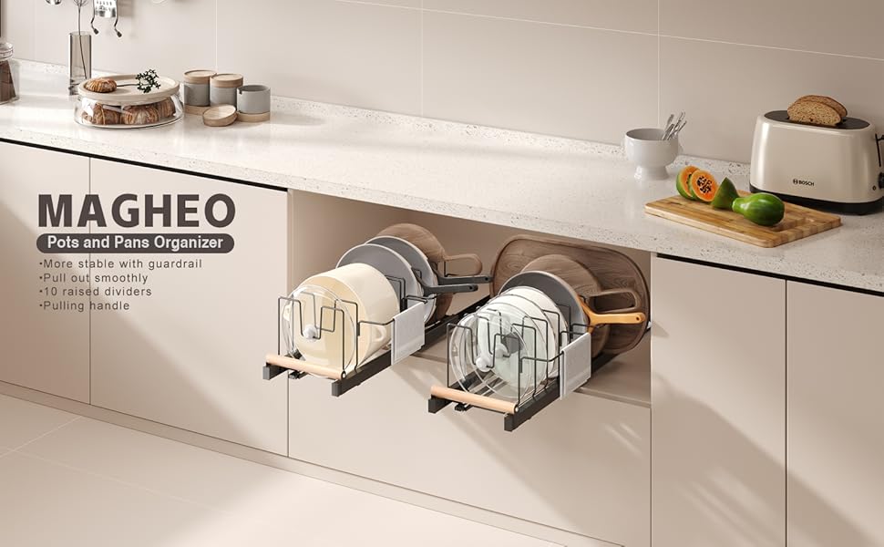 Magheo pot and pan organizer under cabinet