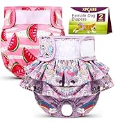 XPCARE Washable Female Dog Diapers (2 Pack) - Reusable Dog Diapers Female, High Absorbency Leak-P...