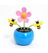 Blue Car Dashboard Decoration | Flower Car Decoration | Car Solar Dashboard Toy, Solar Powered Da...