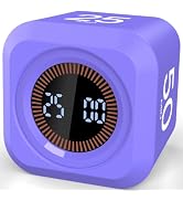 Pomodoro Timer Cube with Silicone Case 5/10/25/50 min, Vibrate&Sound Alarm | Purple, Desk Product...