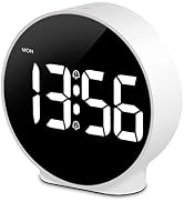 Deeyaple Small Digital Alarm Clock LED Desk Travel Electronic Clock Dual Alarm Snooze Dimmable Da...