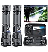 Flashlights High lumens Rechargeable USB C Flash Light, Vnina Super Bright LED Flashlight with Ca...