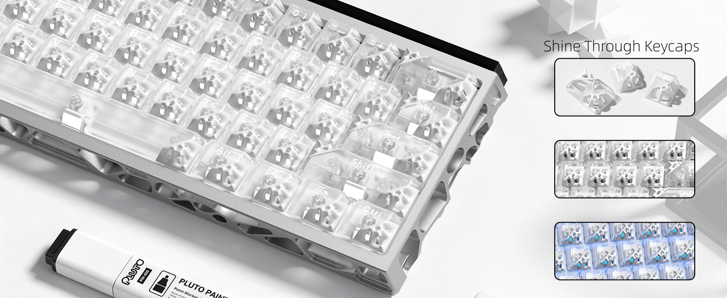 Honeycomb Clear Keycaps, Black Shine Through Keycaps, Jelly Keycap Transparent keyboard Cap