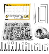 Mywish 900Pcs M3 M4 M5 M6 Metric Screw Assortment, 304 Stainless Steel, Hex Socket Head Cap Metri...
