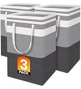 BlissTotes 3-Pack Laundry Basket, Freestanding&Waterproof Laundry Hamper, Collapsible Tall Clothe...