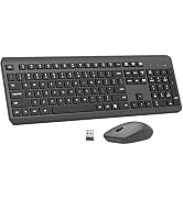 Wireless Keyboard and Mouse Combo, Full-Size Silent Ergonomic Keyboard and Optical Mouse, Long Ba...