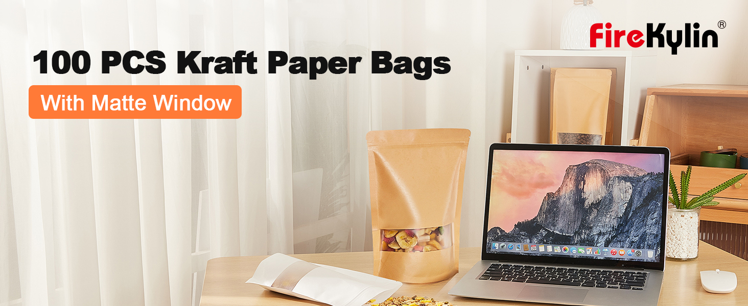 Kraft Stand Up Pouches with Matte Windonw