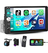 Single Din Touchscreen Car Stereo with Apple Carplay Android Auto Bluetooth 7 Inch HD Car Radio w...