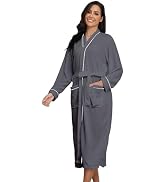 RONGTAI Womens Waffle Robe Waffle Long Sleeve Bathrobe with Belted and Pockets Lightweight Housec...