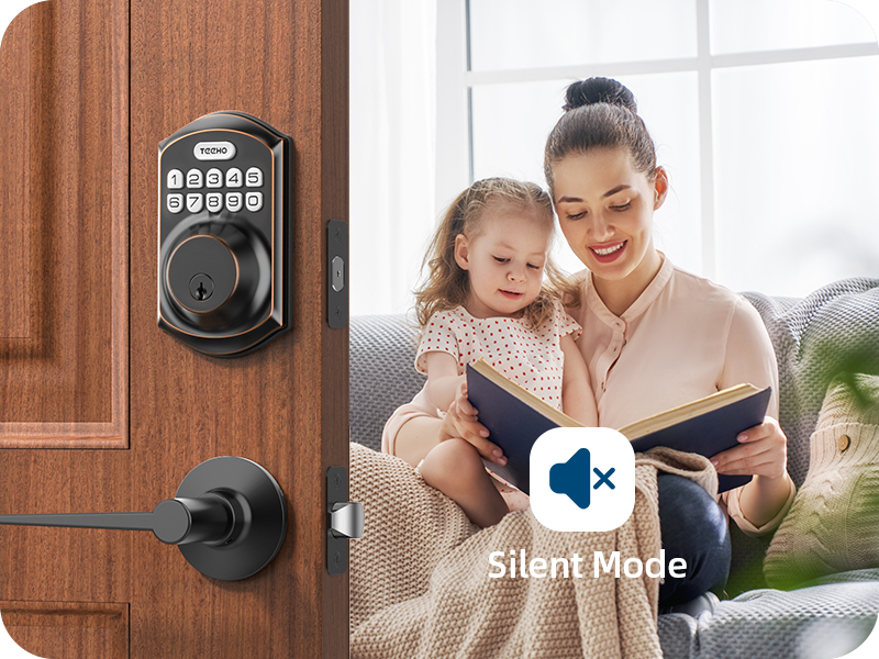 keyless entry door lock with handle